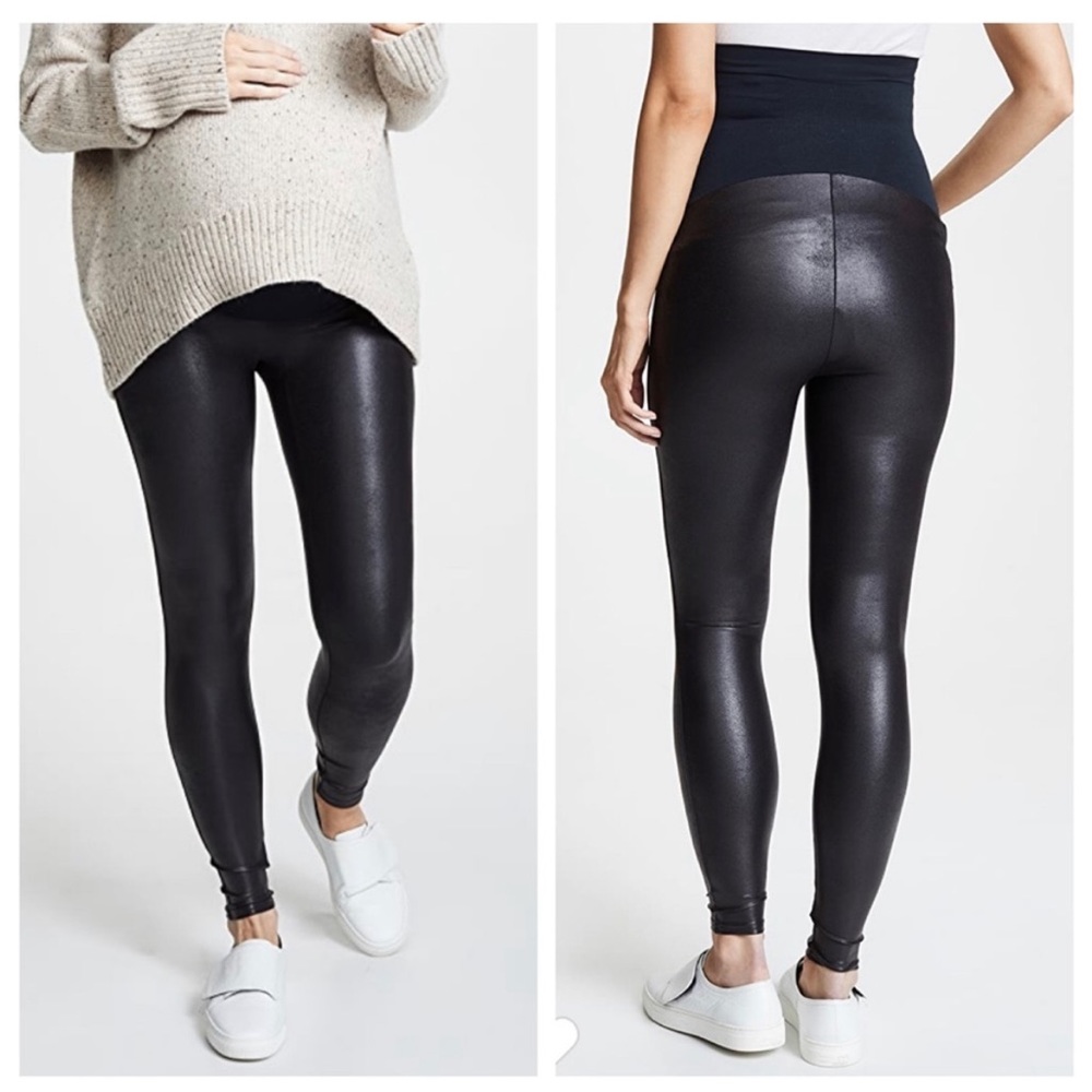 SPANX Maternity Black Faux Leather Leggings